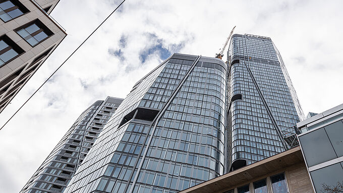 Ansicht vom Hochhaus The Four in Frankfurt.